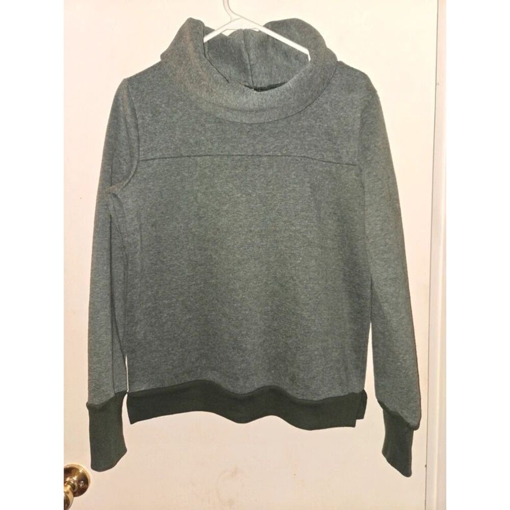 Olive Green Cowl Neck Pullover Sweatshirt with Thumbholes